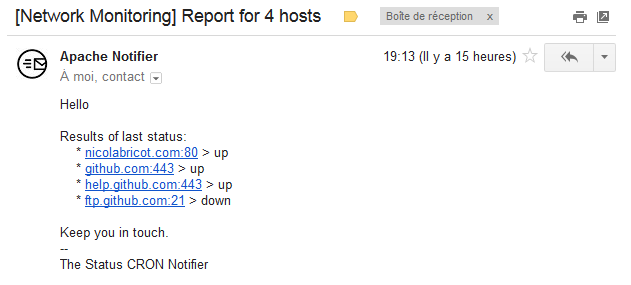 PHP Pinger E-Mail Report